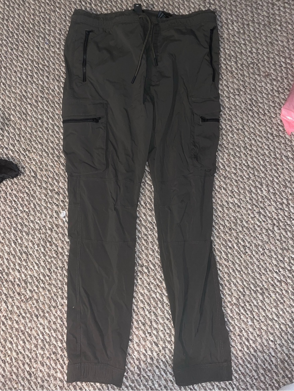 H&M Green Khaki Cargo Jogger Pants - Casual Stretch Utility Trousers